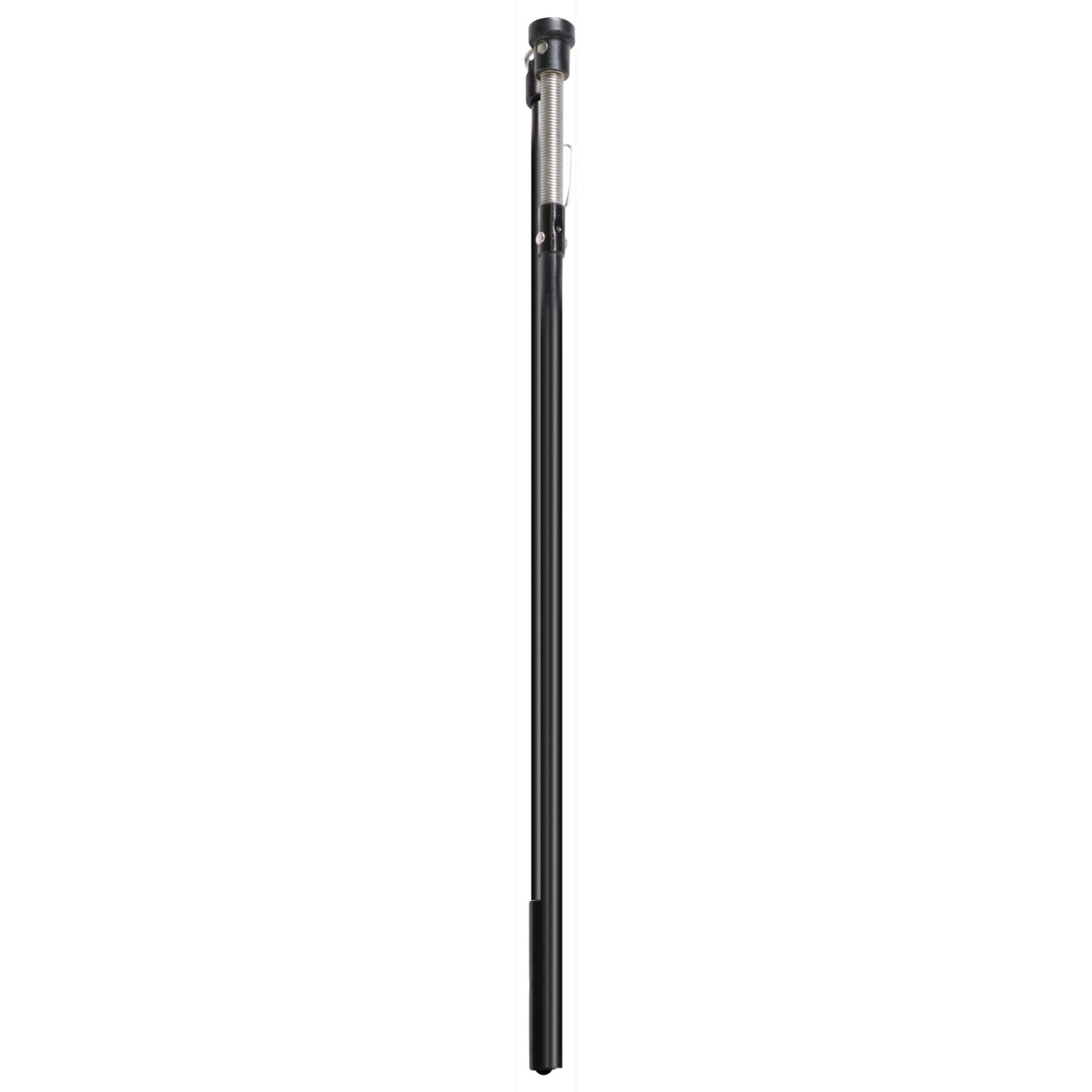 The Higdon Outdoors PRO Swimmer Trailing Rod is a long, black telescoping pole with a metal clip and height-adjustment mechanism near the top, designed for extending or adjusting height.