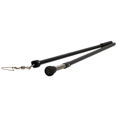 The Higdon Outdoors PRO Swimmer Trailing Rod is a black telescopic pole with a metal tip and clip attachment on one end, shown against a white background.